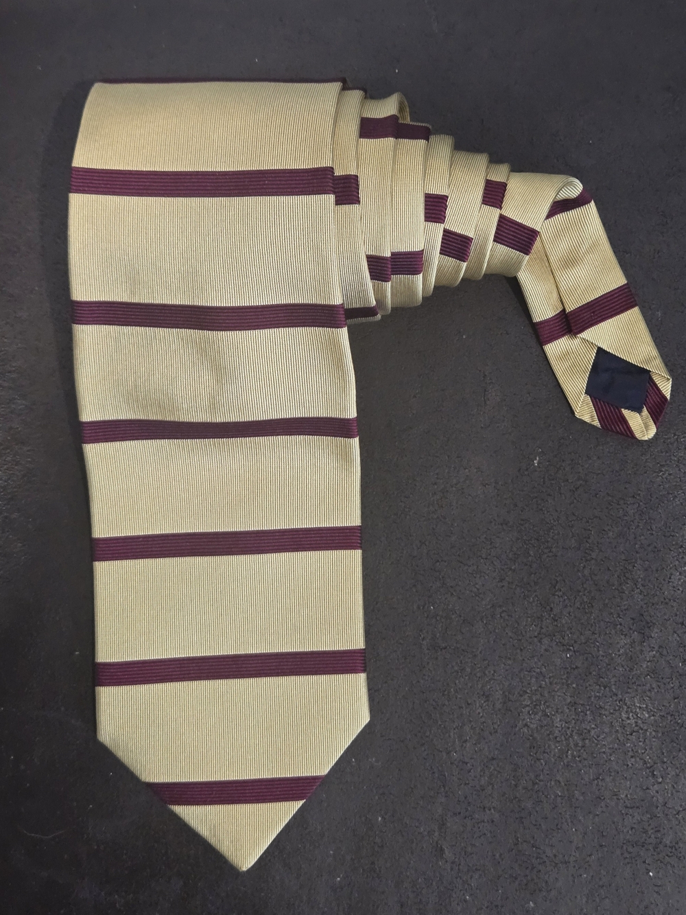 Vintage Brooks Brothers Gold Prep Tie with Burgundy Stripes